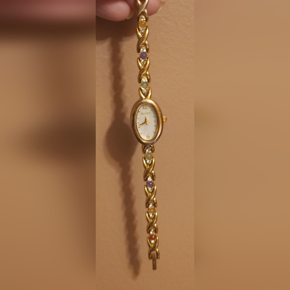 Elgin Rare Vintage Posh Bejeweled Bracelet Wristwatch Gold,Jade,Opal - Picture 10 of 17